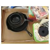 3 pieces of cast iron & a basket of goodness with