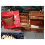 Vintage desk top Organizer & NEW LENOX votive *