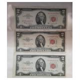 Sleeve with 3 Two Dollar Bill