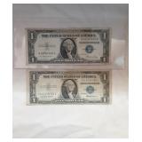 Sleeve with 2 Silver Certificate One Dollar