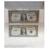 Sleeve with 2 Silver Certificate One Dollar