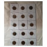 15 Indian Head  Pennies Year Marked