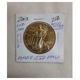 2003 American Eagle 1oz .999 Silver / Glod Toned