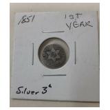 1851 1st Year Three Cent Coin