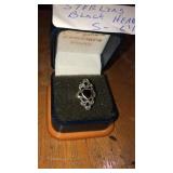 Sterling ring with black heart size 6.5