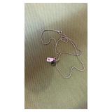 Sterling necklace. Green stone pendant and