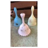 3 bells. 2 Fenton, 2 Handpainted