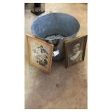 Large galvanized bucket with Norman Rockwell &