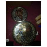 Pair of vintage metal Egyptian wall plaques.