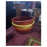 3 fiesta red and yellow bowls