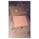 2 little stools wooden with cushions