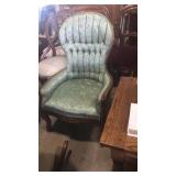 2 chairs matching material one is rocker