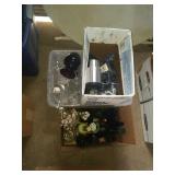 Group of glasses  and wine bottles and thermos