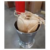 Large Silver Colored Vase and 2 huge balls of