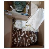 Huge Box of Materal, Vintage Sheets & table