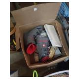 Group of curtains and snowshoes. Shoes are