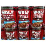 You get 6 cans of wolf chili with no beans for 1