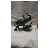 Group of 2 brass elephant figurines. Mama and