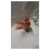 Little bird glass figurine and glass swan