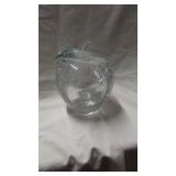 5 1/2" tall bubbled glass apple paperweight.