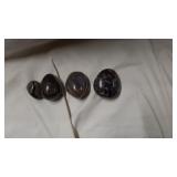 Rhodonite polished stone. And not sure of the