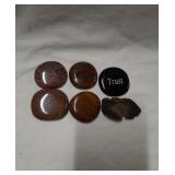 Group of 6 Stones, Agate Stone , Tigers Eye, Red