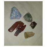 Group of 7 Stones, Blue Calsite, Rough Blue