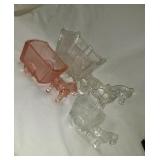 3 Horse Drawn Carrage Candy Dishes 10", 6" 4"