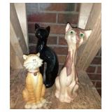 3 Cat Staues, 1 marked Pine Cented Pottery,