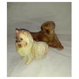 2 Small Porcelain Dogs approx 6" & 3" marked