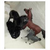 Group of 3 horse statues only 1 marked 2 -9" & 1