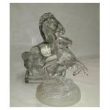 2 Clear Glass Horses one is 8" tall & one 6"