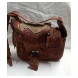 Beautiful Leather Saddle Purse 10x8" hand tooled