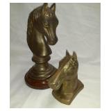 2 Brass Horse Heads 9" & 5"