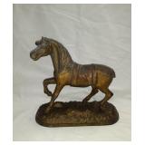 Brass Horse Statue 9" long . Looks like it maybe