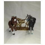 3 Horses, 2 Iron Modern & 1 Brass marked
