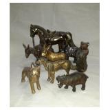 Group of iron & brass Dog, Donkey, horse, Bear ,