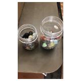 2 jars of Marbles. Kerr mason half pint & golden