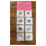 8 uncirculated Roosevelt dimes assorted years