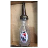 Modern glass oil quart bottle Wolf