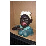 Modern metal Black Americana bank lady bust