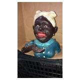 Modern metal Black Americana bank lady bust