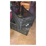2 stacking plastic crates