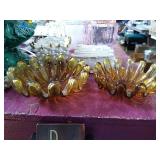 Amber colored glass dish.  x2