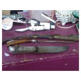 3 piece lot.  2 knives and a sharpener. First