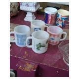 Vintage glass coffee cups. x4. Novelty, and