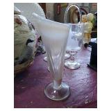 Glass fluted budvase. About 7" tall.