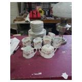 Bavarian pink flower china set  10 cups, 12 8in