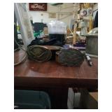 2 eagle belt buckles and leather belts