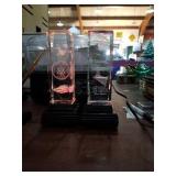 Pair of army and navy light up paperweights